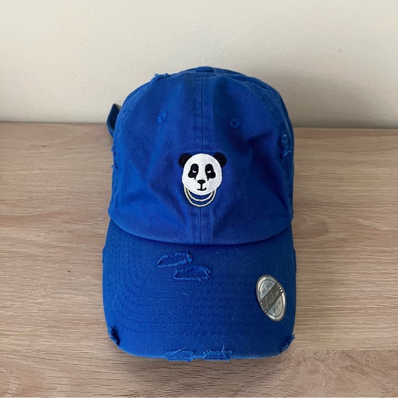 Gold Chain Panda Vintage Distressed Dad Hat Baseball Cap. OS Adjustable - Picture 3 of 6